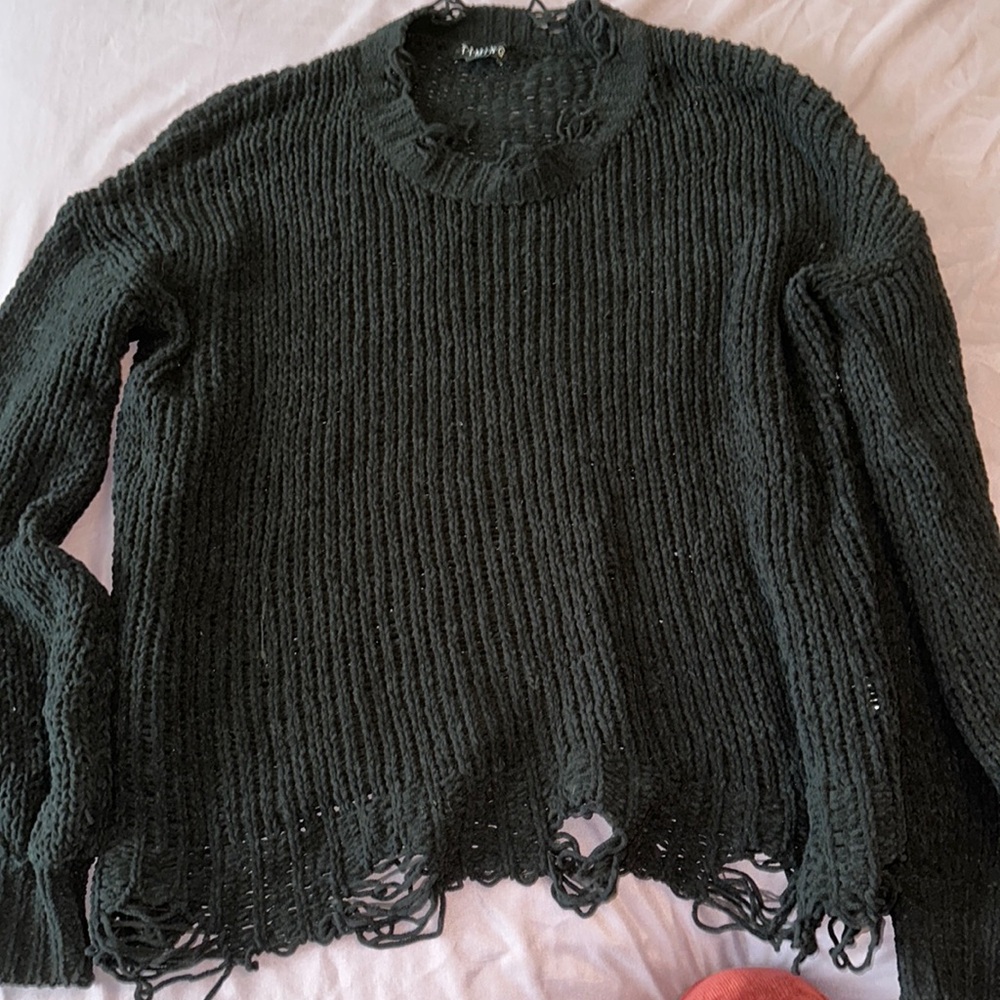 Black sweatshirt. Size L meant to be holy. Gently used soft